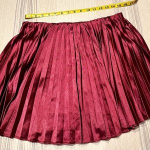 Lulus Feeling Snazzy Wine Red Satin Pleated Mini Skirt